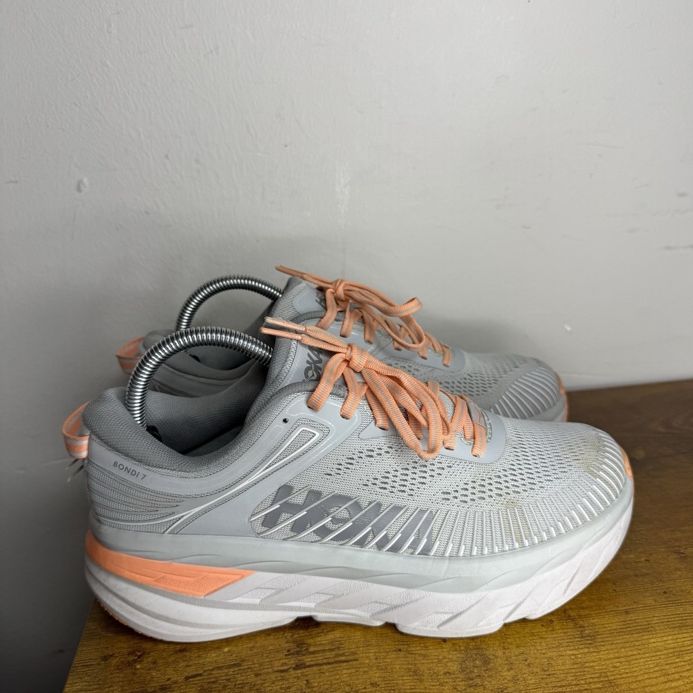 Hoka One One Bondi 7 Running Shoes Women's Size 8.5 Grey Harbor Mist